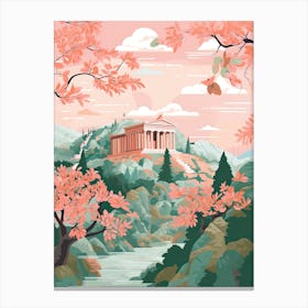 The Parthenon   Nashville, Usa   Cute Botanical Illustration Travel 1 Canvas Print