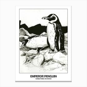 Penguin Sunbathing On Rocks Poster 3 Canvas Print