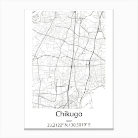 Chikugo,Japan Minimalist Map Canvas Print