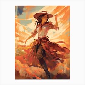 Cowgirl Impressionism Style 3 Canvas Print