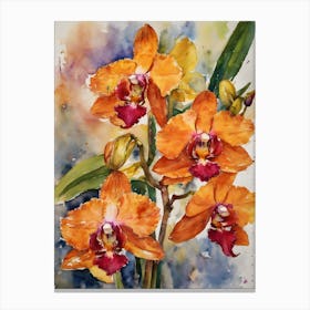 Psychopsis Orchids Water Colour 2 Canvas Print