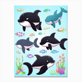 Kids Orca Whale Cartoon 5 Canvas Print