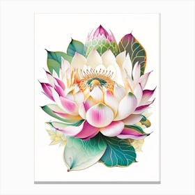 Lotus Flower Pattern Decoupage 3 Canvas Print