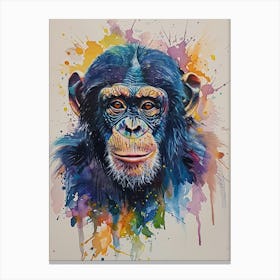 Bonobo Colourful Watercolour 3 Canvas Print