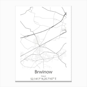 Brwinow,Poland Minimalist Map Canvas Print