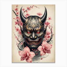 Floral Irezumi The Traditional Japanese Tattoo Hannya Mask (2) Canvas Print
