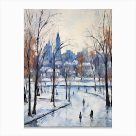 Winter City Park Painting Parc Jean Drapeau Montreal Canada 1 Canvas Print