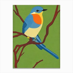Bluebird 2 Midcentury Illustration Bird Canvas Print