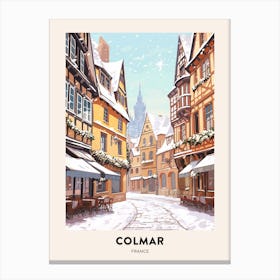 Vintage Winter Travel Poster Colmar France 3 Canvas Print