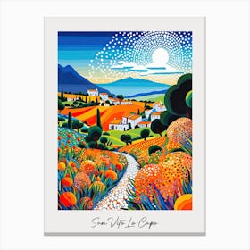 Poster Of San Vito Lo Capo, Italy, Illustration In The Style Of Pop Art 1 Canvas Print