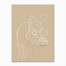 Rhino - Boho, Line Art 4 Canvas Print