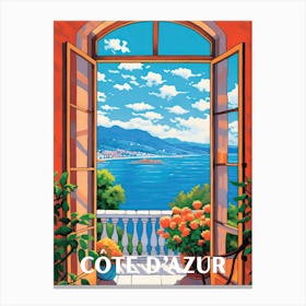 Cote D Azur Window Travel Poster 2 Canvas Print