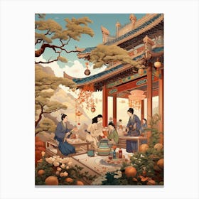 Chinese Tea Culture Vintage Illustration 3 Canvas Print