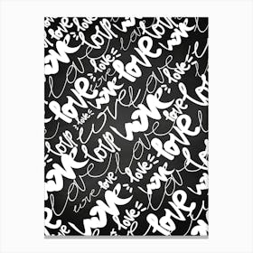 Love Calligraphy Seamless Pattern - kitchen art, kitchen poster Canvas Print