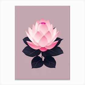 A Pink Lotus In Minimalist Style Vertical Composition 48 Canvas Print