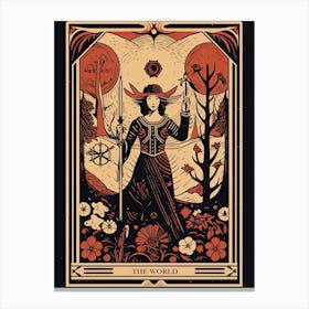 The World Tarot Card, Vintage 1 Canvas Print