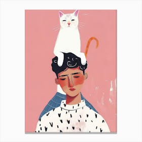 Cat On Man'S Head 1 Canvas Print