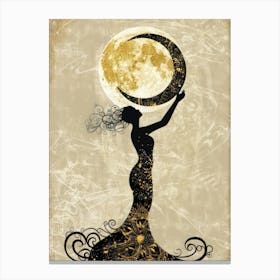 Woman Holding A Moon Canvas Print