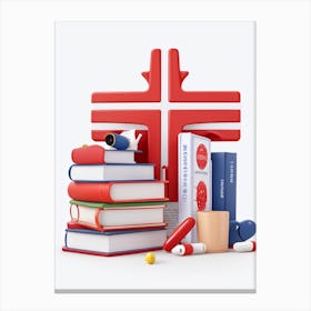 3d Animation Style English Teaching Aids White Background 1 Canvas Print