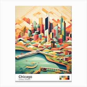 Chicago, Usa, Geometric Illustration 4 Poster Canvas Print