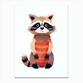 Raccoon Cute Illustration 4 Canvas Print