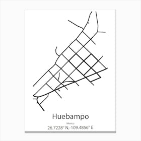 Huebampo,Mexico Minimalist Map Stampe su tela