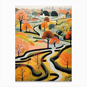 Garden Of Cosmic Speculation, United Kingdom In Autumn Fall Illustration 0 Canvas Print