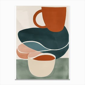 Coffee Mugs Abstract Illustration Canvas Print