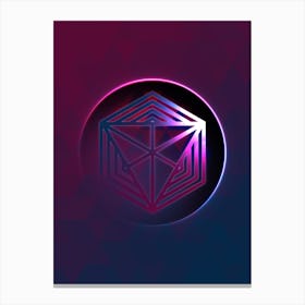 Geometric Neon Glyph on Jewel Tone Triangle Pattern 405 Canvas Print