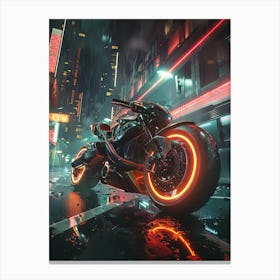 Motorcycle In The Night Canvas Print