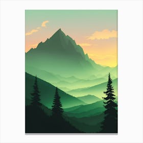 Misty Mountains Vertical Composition In Green Tone 200 Canvas Print
