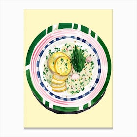 A Plate Of Risotto, Top View Food Illustration 1 Canvas Print