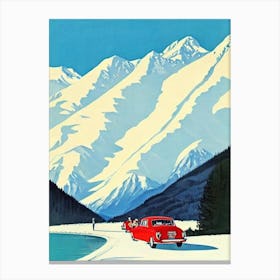 St Moritz, Switzerland Midcentury Vintage Skiing Poster Canvas Print