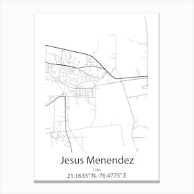 Jesus Menendez,Cuba Minimalist Map Canvas Print