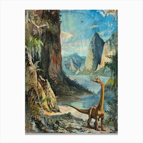 Dinosaur In A Rocky Landscape Painting 2 Canvas Print