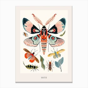 Colourful Insect Illustration Moth 18 Poster Canvas Print