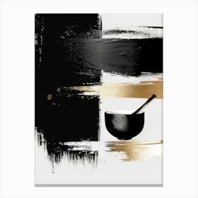 Black And Gold Brush Strokes 3 Canvas Print