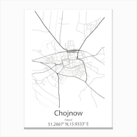 Chojnow,Poland Minimalist Map Canvas Print