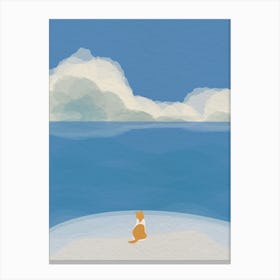 Minimal art Cat On The Beach 1 Canvas Print