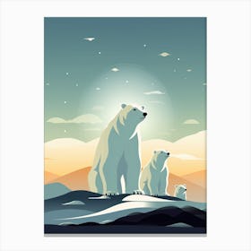 Northbound Unity; Polar Bear Family In Art Canvas Print