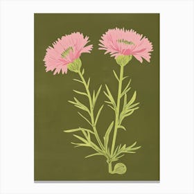 Pink & Green Asters 4 Canvas Print