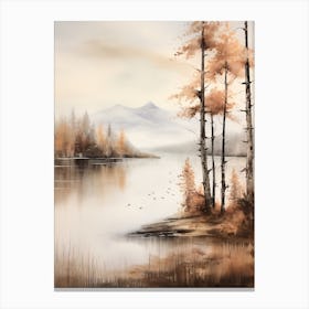Lake In The Woods In Autumn, Painting 24 Canvas Print