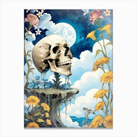 Surrealist Floral Skull Painting (1) Canvas Print