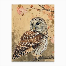 Barred Owl Japanese Painting 4 Canvas Print