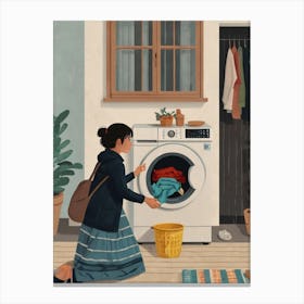 Woman Doing Laundry Canvas Print