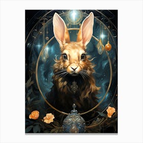 Rabbit In A Clock Canvas Print