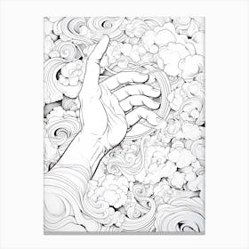 Line Art Inspired By The Creation Of Adam 3 Canvas Print