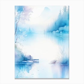 Crystal Clear Blue Lake Landscapes Waterscape Gouache 1 Canvas Print