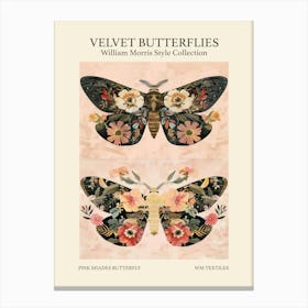 Velvet Butterflies Collection Pink Shades Butterfly William Morris Style 1 Canvas Print