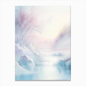 Frozen Landscapes With Icy Water Formations Waterscape Gouache 1 Canvas Print